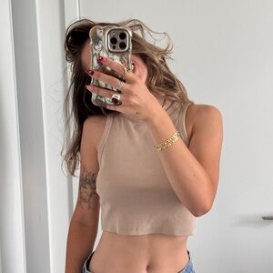H&M Beige Sleeveless Crop Top